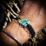 NZ Obay Stone / Polychrome Schist One Off Macrame Bracelet (1A3-839)