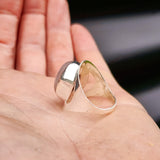 (R) Solid Sterling Silver & Natural Rose Quartz Handmade Cuff Ring