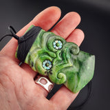 Natural Jade Tiki Toki Pendant Necklace (N2160)