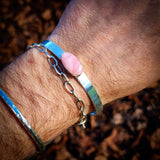 Solid 925 Sterling Silver & Natural Rose Quartz Cuff Bracelet