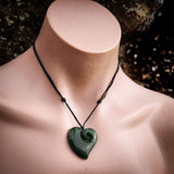 Natural Jade Koru Heart Pendant Necklace (N1129)