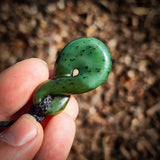 Natural Jade Pikorua Twist Pendant Necklace (N1146)