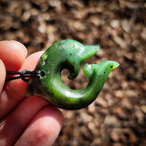Natural Jade Dolphin Pendant Necklace (N1152)