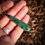 NZ Greenstone Pounamu Drop Pendant Necklace (N994)
