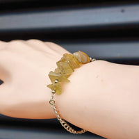Solid Sterling Silver & Natural Raw Citrine Stone Small Handmade Chain Bracelet