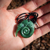 Natural Jade Kiwi Koru Pendant Necklace (N1121)