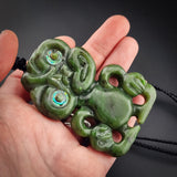 Natural Jade Hei Tiki Pendant Necklace (N2130)