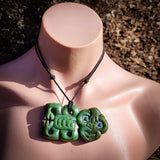 Natural Jade Hei Tiki Pendant Necklace (N1157)