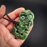 Natural Jade Hei Tiki Pendant Necklace (N2186)