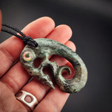 Natural Obay Stone / Polychrome Schist Manaia Pendant Necklace (N2143)