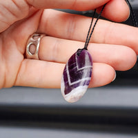 Natural Amethyst Oval Pendant Necklace (1BBB290)