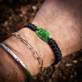 NZ Greenstone Pounamu One Off Macrame Bracelet (1A3-849)