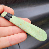 NZ Greenstone Pounamu Toki Pendant Necklace (N388)