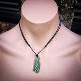 NZ Greenstone Pounamu Natural Freeform Pendant Necklace (N858)