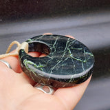 NZ Greenstone Pounamu Disk Pendant Necklace (N463)