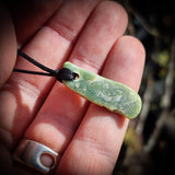 NZ Greenstone Pounamu Natural Freeform Pendant Necklace (N721)