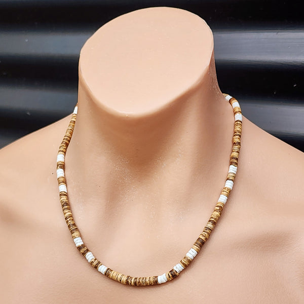 Tan & White Coconut Surfer Choker Necklace