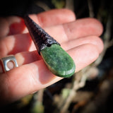 NZ Greenstone Pounamu Roimata Pendant Necklace (N708)