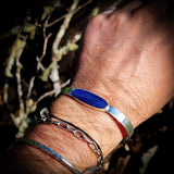 Solid 925 Sterling Silver & Natural Kyanite Handmade Cuff Bracelet