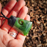NZ Greenstone Pounamu Koru Toki Pendant Necklace (N962)