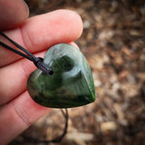 Natural Jade Heart Pendant Necklace (N1114)