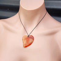 Natural Agate Heart Pendant Necklace (1BBB270)