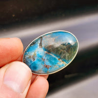 Silver Plated Natural Apatite Handmade Oval Shaped Necklace (30X36)