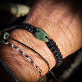 NZ Greenstone Pounamu One Off Macrame Bracelet (1A3-829)