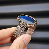 Handmade Copper & Natural Labradorite Wrap Cuff Bracelet