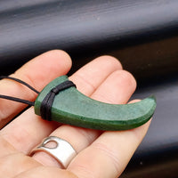 NZ Greenstone Pounamu Hook Pendant Necklace (N215)