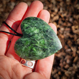NZ Greenstone Pounamu Heart Pendant Necklace (N1038)