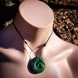NZ Greenstone Pounamu Koru Pendant Necklace (N895)