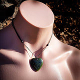 NZ Greenstone Pounamu Heart Pendant Necklace (N894)