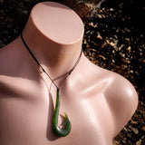 Natural Nephrite Jade Hook Pendant Necklace (N1065)