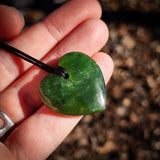 NZ Greenstone Pounamu Heart Pendant Necklace (N1096)