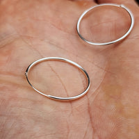 25mm Solid 925 Sterling Silver Round Hoop Earrings