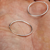 25mm Solid 925 Sterling Silver Round Hoop Earrings