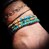 3pcs Set Turquoise & Coconut Wood Bracelets