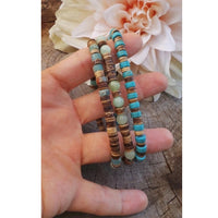 3pcs Set Natural Turquoise & Coconut Wood Bracelets