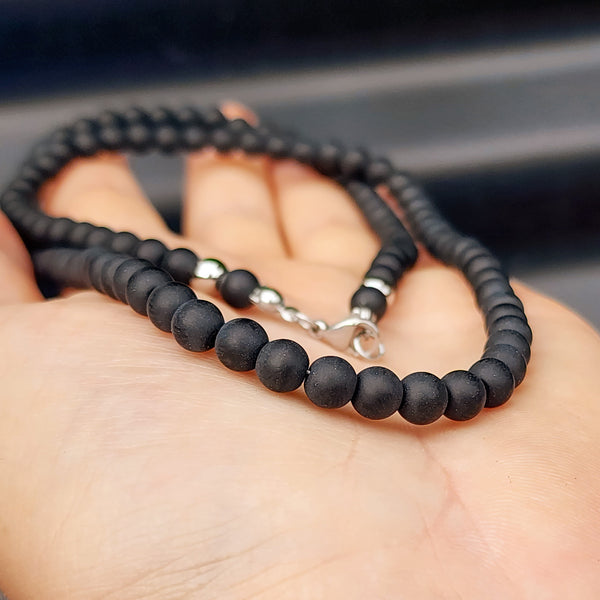 Necklace - Obsidian Beads n eagle – Tochtli Cultural Wear