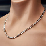 5mm Solid Stainless Steel Cuban Chain Necklace