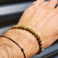 6mm Natural Unakite Bead Bracelet