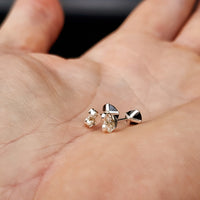 6mm Black CZ & Solid 925 Sterling Silver Oval Stud Earrings