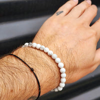 6mm White Turquoise Stone Elastic Bracelet