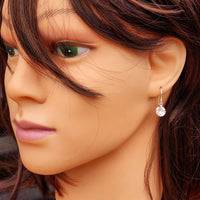 8mm Clear CZ & Solid 925 Sterling Silver Round Hook Earrings