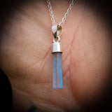925 Sterling Silver & Natural Aquamarine Stick Handmade Pendant Necklace