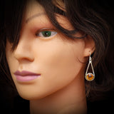 925 Sterling Silver & Natural Citrine Handmade Hanging Drop Hook Earrings