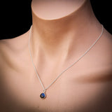 Solid 925 Sterling Silver & Natural Labradorite Faceted 9mm Drop Pendant Necklace