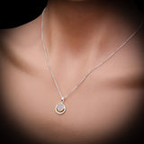 Solid 925 Sterling Silver & Natural Moonstone 12mm Round Pendant Necklace