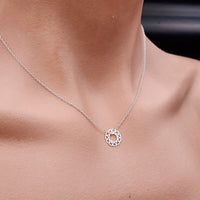 Solid 925 Sterling Silver Circle of Hearts Pendant Necklace